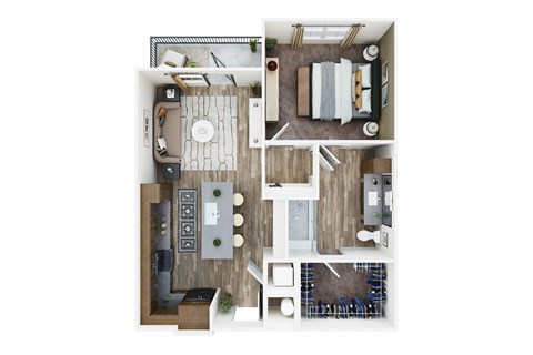 Floor plan for 1 bed, 1 bath, 800 sqft